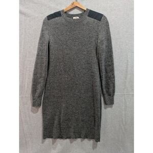 Gap Sweater Dress‎ Medium Extra Fine 100% Merino Wool Knit Heathered Gray flaw